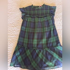 Vineyard Vines Flutter Sleeve Green and Blue Plaid Girls Dress